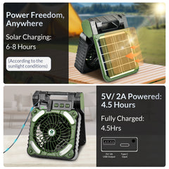 5200mAh Solar Camping Fan