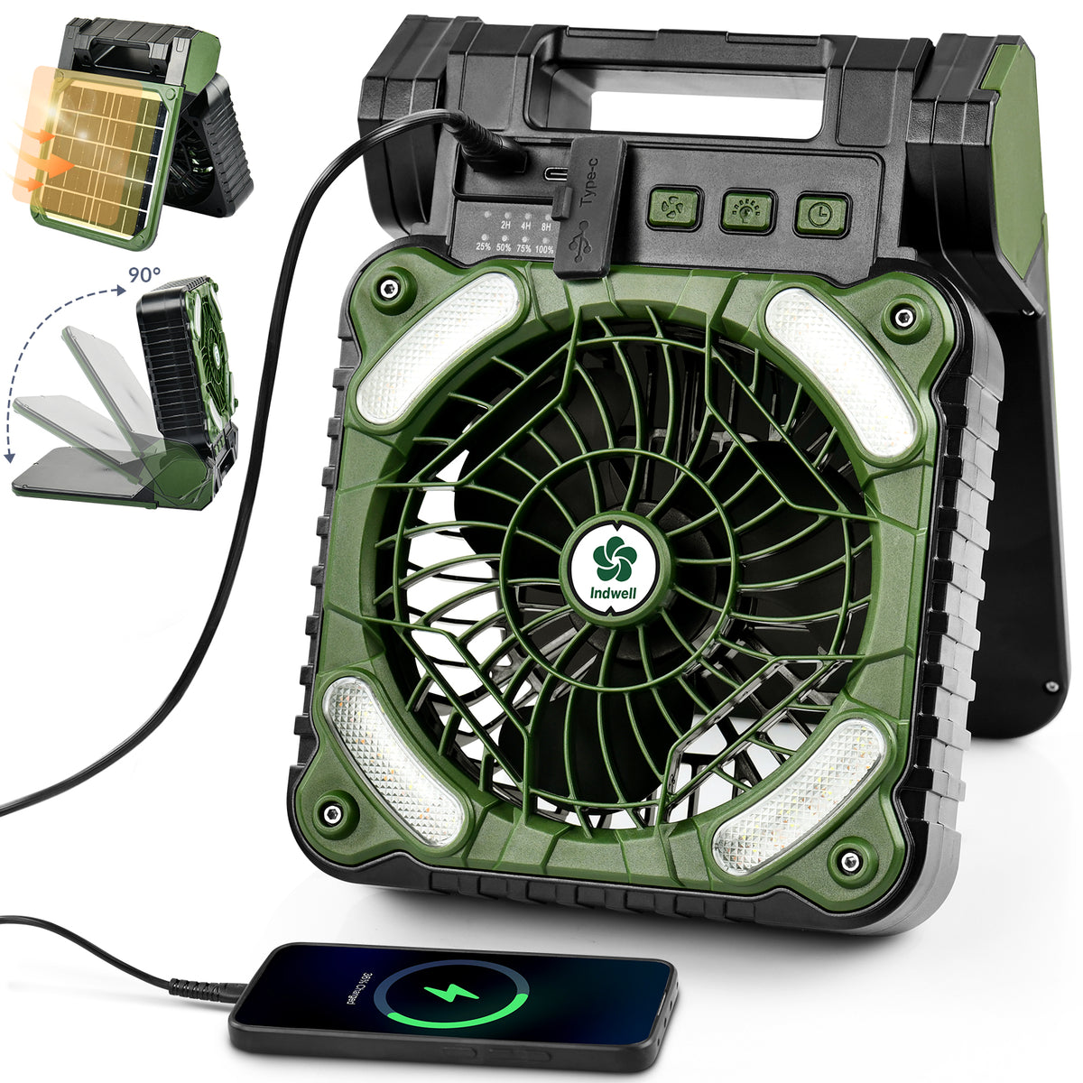 5200mAh Solar Camping Fan