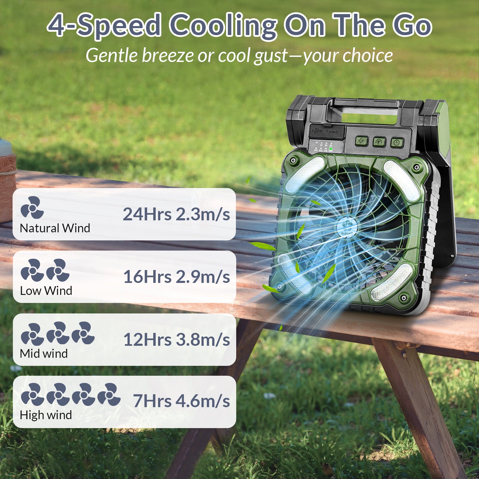 5200mAh Solar Camping Fan