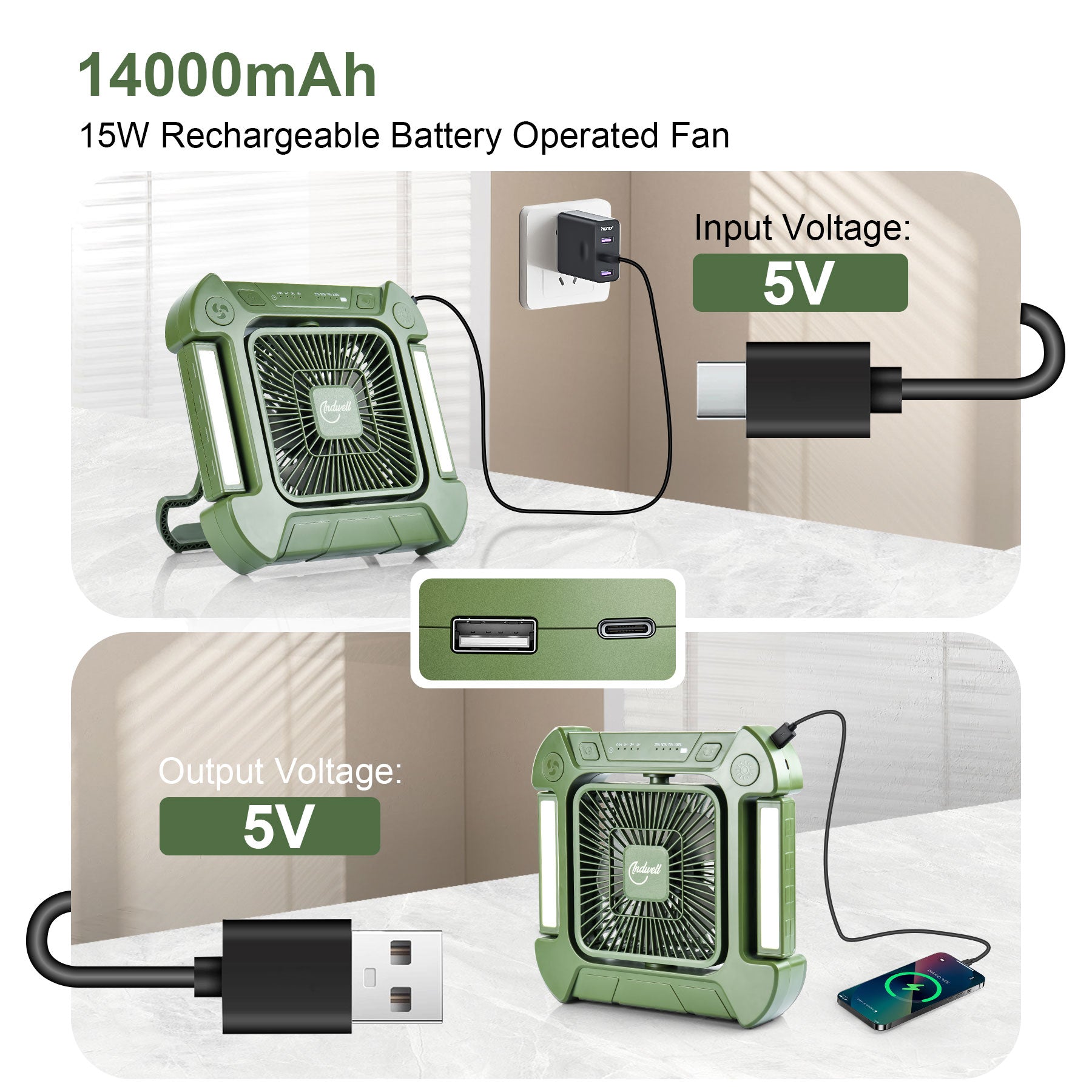 Camping Fan with Adjustable