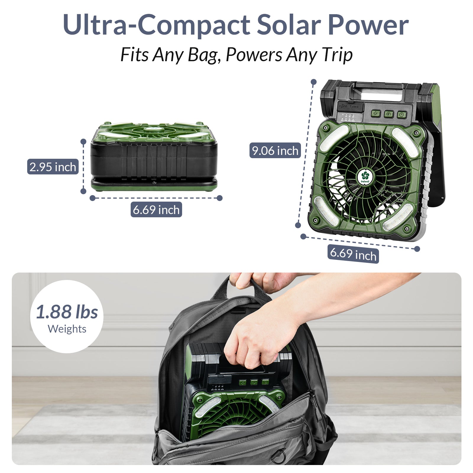 5200mAh Solar Camping Fan