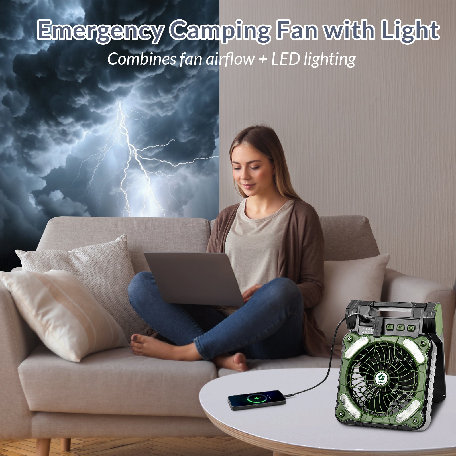 5200mAh Solar Camping Fan